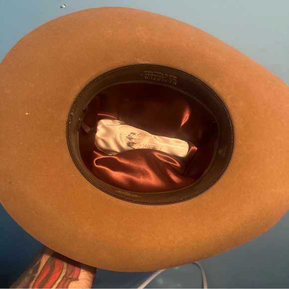 RESISTOL self conforming Classic Western Cowboy Hat with Braided Band - Tan - Picture 6 of 11